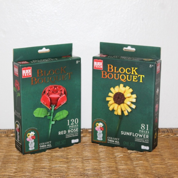 Block Tech.  Block Bouquet: Red Rose (120 pieces)  & Sunflower (81 pieces). - Picture 5 of 6